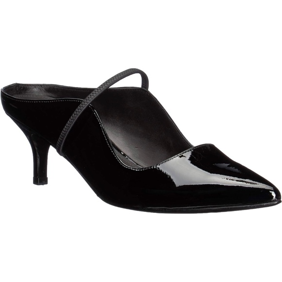 SIGERSON MORRISON Beryl Mule Pumps Ponted Toe Black Patent Leather Heeled Shoes - Picture 5 of 10